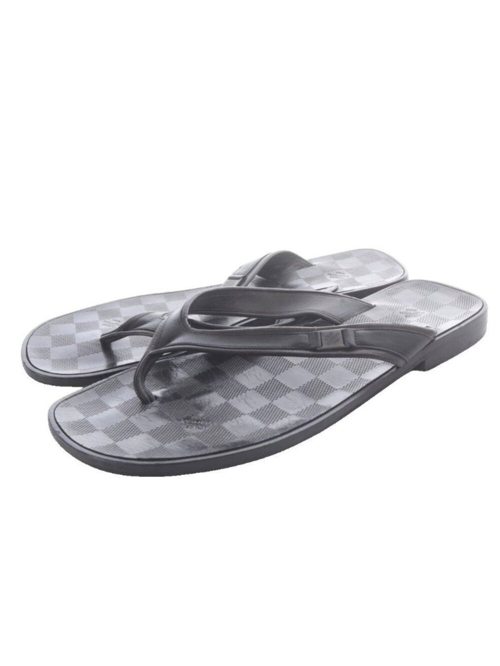 Louis Vuitton Sandals Beachsandals Damier Leather Logo Plate Black 8